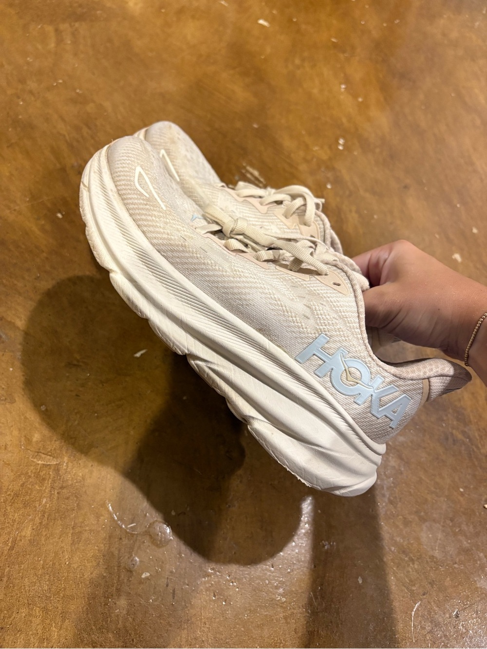 Hoka Women's Cream/Beige Cushioned Running Sneakers